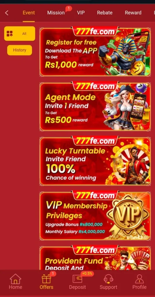 777fe Game APK – Top Gaming Platform to Play and Earn 4 777fe Game APK rewards interface